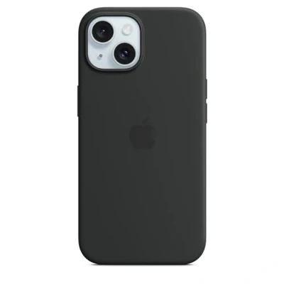 Abbildung von Apple iPhone 15 Silikon Case mit MagSafe Schwarz ​​​​​​​