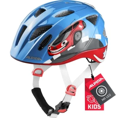Abbildung von ALPINA XIMO Leichter, Sicherer &amp; Bruchfester Fahrradhelm Mit LED Licht Für Kinder, red car, 47 51 cm