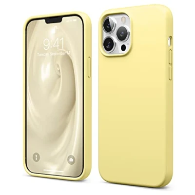 Abbildung von elago Liquid Silicone Case Kompatibel mit iPhone 13 Pro Max Hülle (6,7&quot;), Hochwertiges Silikon, Rundumschutz Handyhülle : 3 Layer Struktur Schutzhülle, Kratzfestes Weiches Mikrofaserfutter (Gelb)