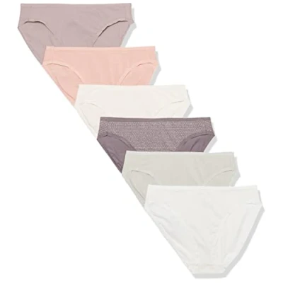 Abbildung von Amazon Essentials Damen Slip aus Baumwolle mit hohem Beinschnitt (in Übergröße erhältlich), 6er Pack, Ditsey/Punkte, 42