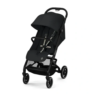 Abbildung von Cybex Gold Kinderwagen Beezy mit One Pull Harness, Ab Geburt bis ca. 4 Jahre (max. 22 kg), Kompakt und ergonomisch, Magic Black (Schwarz schwarzem Rahmen)