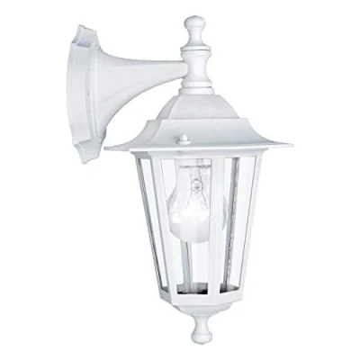 Abbildung von EGLO Außen Wandlampe Laterna 5, 1 flammige Außenleuchte, Wandleuchte aus Aluguss und Glas, Farbe: Weiß, Fassung: E27, IP44