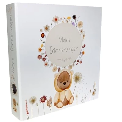 Abbildung von OLGS Sammelordner Meine Erinnerungen Kinder Erinnerungsordner, Kita Ordner, Kindergartenzeit Kindergartenordner, Kindergarten, Schule, Ringordner, Aktenordner DIN A4 Teddy Lou Bär
