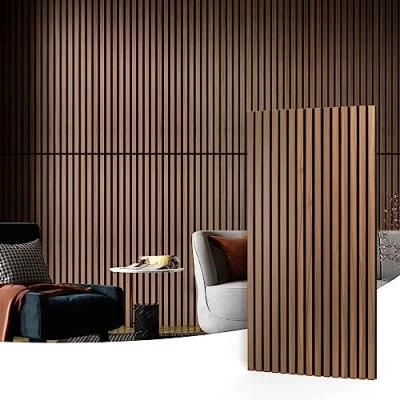 Abbildung von Art3d Akustikpaneele 60 x 120 cm MDF 2 Holz Akustikplatten 3D Wandpaneele Wand Decke schallabsorbierende Lamellenverkleidung dick Walnuss 1,44㎡