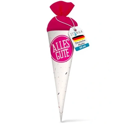 Abbildung von itenga Geschwisterschultüte 35cm Geschenkverpackung Schultüte Zuckertüte klein für Erwachsene Kinder Party (Memphis mit Text Alles Gute)