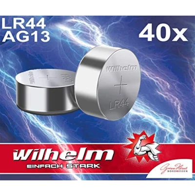 Abbildung von 40 X Wilhelm AG13/147/LR44/SR44W/357/LR1154/V13GA Qualitätsbatterien 1,5 V Alkaline Blister