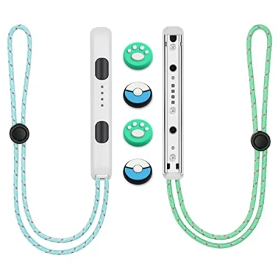 Abbildung von Vicloon Gamepad Handschlaufe, 1 Paar Handschlaufe für Switch mit 2 Joystick Kappen, Joycon, Ersatz Joy Con Controller(Schwarz)