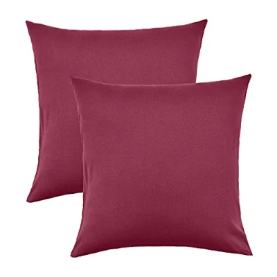 Abbildung von NatureMark 2er Pack Jersey Kissenbezug Kissenhülle Kissenbezüge Seitenschläferkissen Nackenkissen viele Größen und Farben ÖKO TEX (40 x 40 cm, Bordeaux rot)
