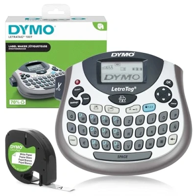 Abbildung von DYMO LetraTag LT 100T Beschriftungsgerät Tragbares Etikettiergerät mit QWERTZ Tastatur silber Ideal fürs Büro oder zu Hause