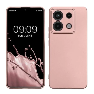 Abbildung von kwmobile Case kompatibel mit Xiaomi Redmi Note 13 Pro 5G / Poco X6 Hülle Schutzhülle aus Silikon metallisch schimmernd Handyhülle Metallic Rosegold