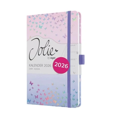 Abbildung von SIGEL J6347 Wochenkalender 2026 ca. A5, Butterfly Confetti Candy, Hardcover, Gummiband, Stiftschlaufe, Einstecktasche, 174 Seiten, vegan, Buchkalender, Terminplaner Kalenderbuch Jolie