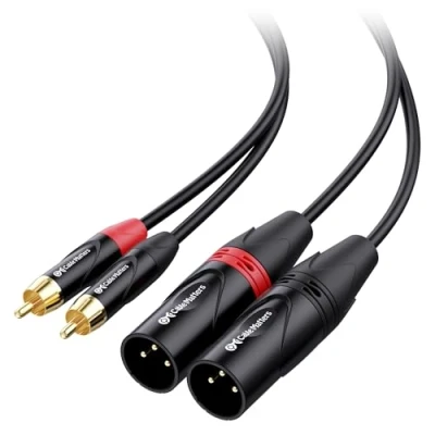 Abbildung von Cable Matters asymmetrischem Cinch auf XLR Kabel 1,8 m (2 RCA zu Stecker Kabel, Dual Chinch Kabel)