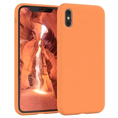 Abbildung von EAZY Case Silikon Hülle für iPhone XS Max weich stoßfeste Schutzhülle mit Kameraschutz Handyhülle Silikonhülle Dünn Premium Schutz TPU Cover Phone in Orange