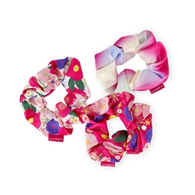 Abbildung von Legami Set von 3 Hair Scrunchies We Are, Haarband, Bungee Riemen mit Satin Effekt Stoff, Flowers Thema