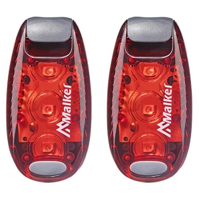 Abbildung von Malker LED Blinklicht Sicherheitslicht Set Sicherheit Licht für Kinder Schulranzen Nachtläufer Bergsteiger Hunde Leuchtanhänger mit Batterien Clip Dauerlicht und 2er（Rot）