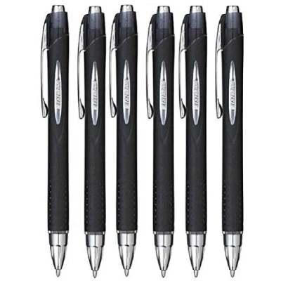 Abbildung von Uni Ball Jetstream Tintenroller, einziehbar, breite Spitze, 1 mm, Schwarz, SXN 210 (6 Stück)