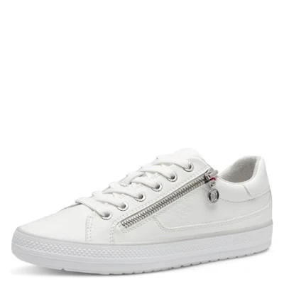 Abbildung von s.Oliver Damen Sneaker flach zum Schnüren mit Reißverschluss, Weiß (White), 39 EU