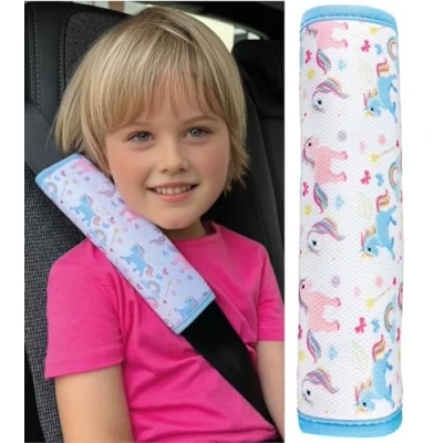 Abbildung von HECKBO 1x Kinder Auto Gurtpolster Gurtschutz mit Einhorn Unicorn Motiv Sicherheitsgurt Polster für Babys