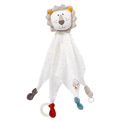 Abbildung von Fehn Schmusetuch Baby Spielzeug Löwe fehnNATUR Schnuffeltuch mit Bio Baumwolle für Neugeborene Kuscheltier Schnuller Befestigung Handpuppe Schlaftier Babys und Kleinkinder ab 0+ Monaten