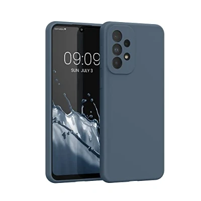 Abbildung von kwmobile Hülle kompatibel mit Samsung Galaxy A33 5G Silikon Handy Case Handyhülle weiche Oberfläche kabelloses Laden Dunkler Schiefer