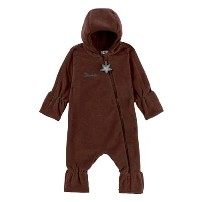 Abbildung von Sterntaler Baby Overall Fleece Unisex Jumpsuit aus Microfleece Stickerei, Reißverschluss, sowie Hand und Fußstulpen dunkelbraun, 80