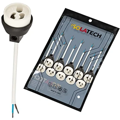Abbildung von ISOLATECH GU10 Brandschutz Keramik Fassungen VDE RoHS 230 250 Volt 2A max.100W 0,75mm 2 Kabel LED Halogen (hier: 10 Stück)