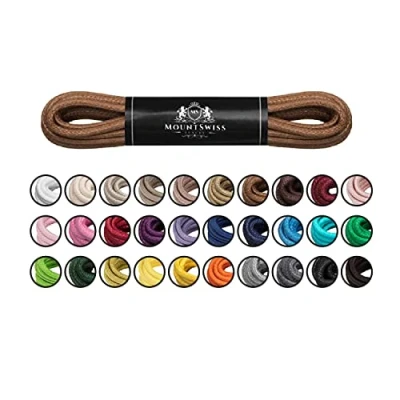 Abbildung von Mount Swiss Luxury Schuhbänder I Wasserabweisende und reißfeste Schnürsenkel rund ø 2 3 mm aus feiner Baumwolle/gewachst Farbe: Ginger, Länge: 100 cm