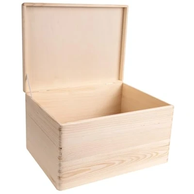 Abbildung von Creative Deco Aufbewahrungsbox aus Holz 40 x 30 24 cm (+/ 1 cm) unbemalt mit Deckel Holzbox Erinnerungsbox Weihnachten Box Truhe unbehandelt und nicht geschliffen