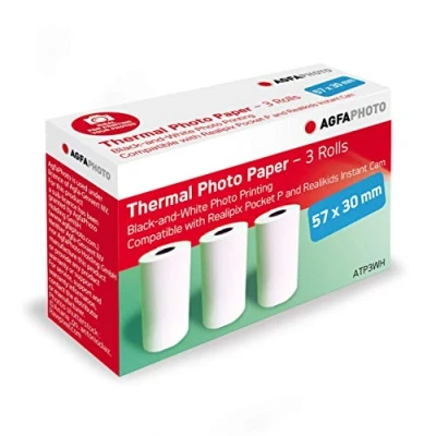 Abbildung von AgfaPhoto Realipix 3 Rollen Schwarz Weiß Thermodrucker Papier passend für P Pocket Drucker, ATP3WH