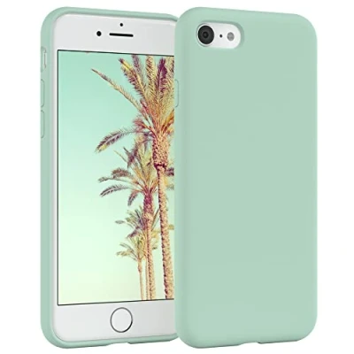 Abbildung von EAZY CASE Premium Silikon Handyhülle kompatibel mit iPhone SE (2022/2020) / 8/7, Slimcover Kameraschutz und Innenfutter, Silikonhülle, Schutzhülle, Bumper, Handy Case, Softcase, Mint Grün