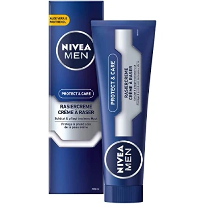 Abbildung von NIVEA MEN Protect &amp; Care Rasiercreme für Männer (100 ml), mit cremigem Schaum eine sanfte Rasur, hautschonende Herren