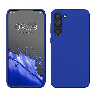Abbildung von kwmobile Hülle kompatibel mit Samsung Galaxy S23 Plus dünnes Silikon Handy Case stoßfeste Handyhülle weiche Oberfläche Kabelloses Laden Baltik Blau