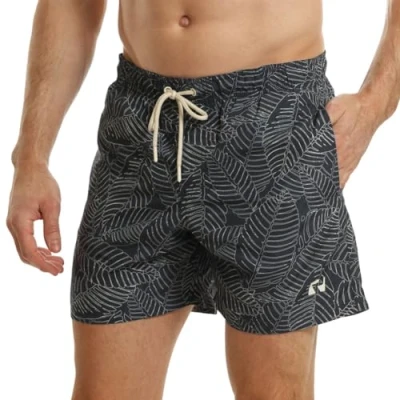Abbildung von RIPT Herren Essentials Quick Dry UV 50 Sonnenschutz Badehose Badeshorts, Marineblauer Blattdruck, XXL