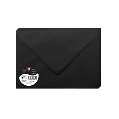 Abbildung von Clairefontaine 5832C Packung mit 20 Umschlägen Pollen Format C5 16,2x22,9 cm, 120g, gefüttert, ideal für Einladungen und Korrespondenz, Premium glattes Papier, Schwarz, 1 Pack