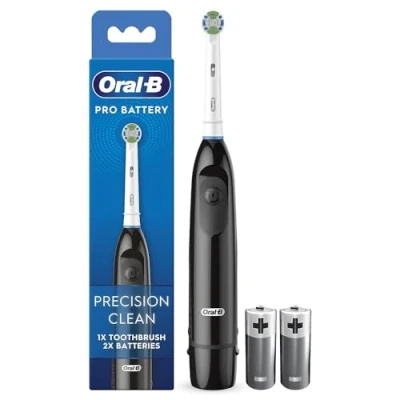 Abbildung von Oral B Pro Battery Toothbrush, Precision Clean Toothbrush Head, Plaque Remover For Teeth, 2 Batteries Included, Black