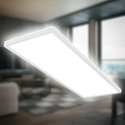 Abbildung von B.K.Licht LED Deckenlampe mit indirektem Licht, 3cm flach, neutralweißes Lampe, Deckenleuchte, Wohnzimmerlampe, Panel, Küchenlampe, Deckenbeleuchtung, 58x20x3 cm, Weiß