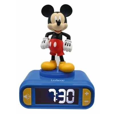 Abbildung von Lexibook, Disney Mickey, Wecker mit Nachtlicht, Sounds und Melodien, hintergrundbeleuchtetes LCD Display, beleuchtet, Schlummerfunktion, Blau, RL800MCH