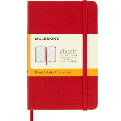 Abbildung von Moleskine Klassisches Notizbuch, Liniertes Hardcover und Elastischer Verschluss, Pocket Format 9 x 14 cm, Scarlet Red, 192 Seiten