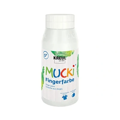 Abbildung von KREUL 23201 Mucki leuchtkräftige Fingerfarbe, 750 ml in weiß, auf Wasserbasis, parabenfrei, glutenfrei, laktosefrei und vegan, auswaschbar, vermalbar mit Pinsel, Schwamm, Spachtel Fingern