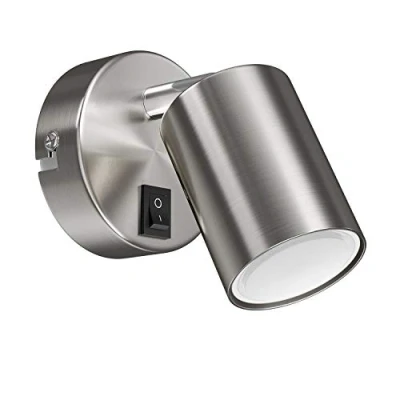 Abbildung von ledscom.de Wandspot WAIKA, einflammig, mit Schalter, GU10, chrom matt, inkl. GU10 LED Lampe (warmweiß, 6,826W, 630lm, 100)