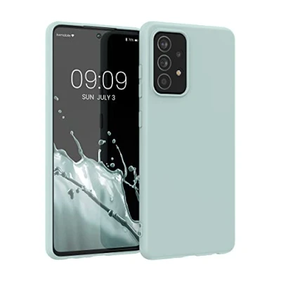 Abbildung von kwmobile Hülle kompatibel mit Samsung Galaxy A52 / 5G A52s weiches TPU Silikon Case Cover geeignet für kabelloses Laden Cool Mint