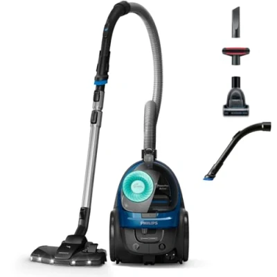 Abbildung von PHILIPS 5000 Serie Beutelloser Staubsauger Kompakt, 900 W Saugleistung, PowerCyclone 7, TriActive+ LED Düse, HEPA Allergy H13 Filter, Multi Oberflächen Reinigung, Hygienisches Entleeren (FC9557/09)