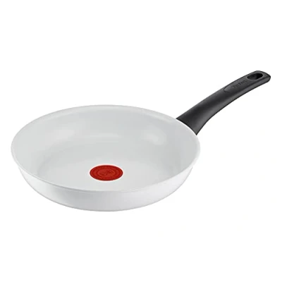 Abbildung von Tefal C41704 Ceramic Control Bratpfanne 24 cm sichere Keramikversiegelung Thermo Signal Temperaturindikator leichte Reinigung induktionsgeeignet Weiß