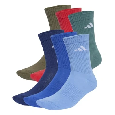Abbildung von adidas Unisex CUSHIONED CREW SOCKS 6 PAIR PACK, Dark Blue/Royal Blue/Olive Strata/Pure Ruby, 6.5 8