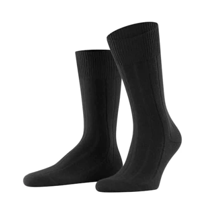 Abbildung von FALKE Herren Socken Lhasa Rib M So Wolle Kaschmir einfarbig 1 Paar, Schwarz Black 3000, 39 42
