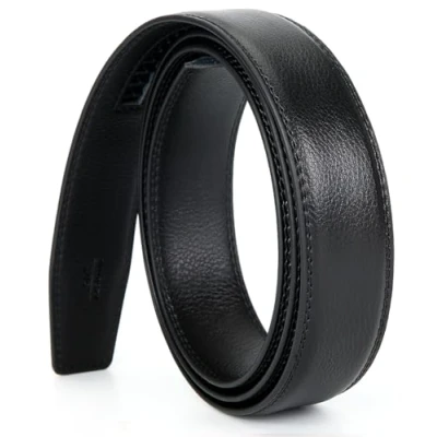 Abbildung von Nelbons Herren Gürtel Ratsche Automatik für Männer 35mm Breit Ledergürtel, 1 3/8&quot; Ohne Schnalle (Schwarz N0, Länge 125cm Geeignet 30 43 taille)