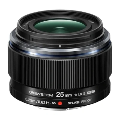 Abbildung von Om System M.Zuiko Digital 25 mm f/1.8 II Objektiv mit fester Brennweite Schwarz für Micro 4/3 Mount