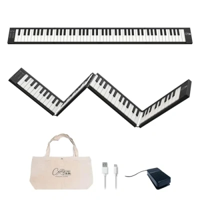 Abbildung von Carry on FP 88 Touch Tasten berührungsempfindlich Schwarz Tragbares Faltbares Digitalpiano durch USB MIDI Controller mit wiederaufladbarem Akku
