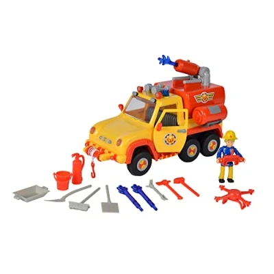 Abbildung von Simba 109251094 Feuerwehrmann Sam Feuerwehrauto Venus 2.0 mit Figur, Originalsound, Blaulicht, Pfeilschussfunktion, Türen zum Öffnen, Penny Spielfigur, viel Zubehör, 19cm, ab 3 Jahren