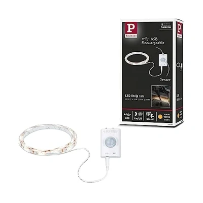 Abbildung von Paulmann 78900 LED Strip batteriebetrieben inkl. Bewegungsmelder und Dämmerungssensor 1m 1,4W 140lm/m 3000K Weiß Kunststoff